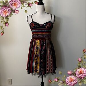 Floral a-line skater style mini dress with straps